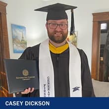 Casey Dickson '21, who earned his degree in criminal justice at SNHU.