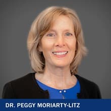Dr. Peggy Moriarty-Litz with the text Dr. Peggy Moriarty-Litz