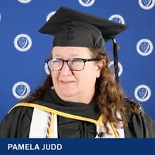 61-year-old grandmother of 15 and first-generation college graduate Pamela Judd, who earned her online associate in business degree from SNHU in 2023.