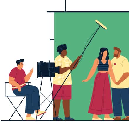 A graphic of a group of people on a set demonstrating a guide for tomorrow’s filmmakers
