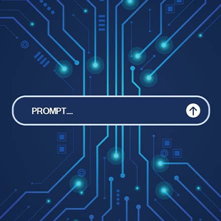 A prompt box over a background of a circuit board to represent using AI in daily life.