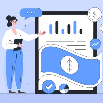 A cartoon woman with a speech bubble above her as she is presenting a graph on different types of economies and economics