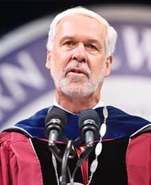 SNHU President Paul LeBlanc speaking at the Fall 2023 Commencement.