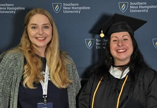 SNHU Academic Advisor Becca James, left, with graduating advisee, Mellissa Honings, right.