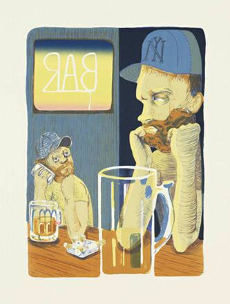 Nicole Eisenman, Bar, 2012 30.8” x 23.9”,  Nine Color Lithograph Published by Jungle Press Editions, New York 