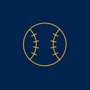 An icon of a baseball outlined in yellow
