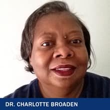Dr. Charlotte Broaden with the text Dr. Charlotte Broaden