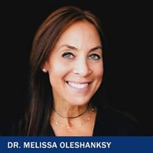 Dr. Melissa Oleshansky with the text Dr. Melissa Oleshansky