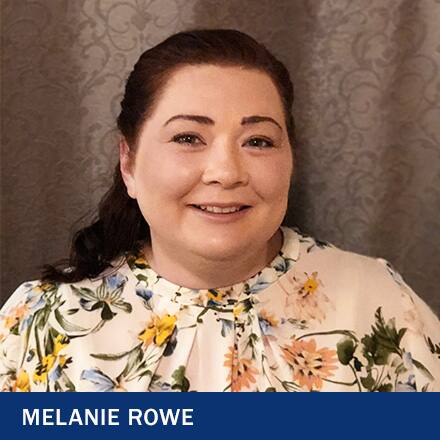 Melanie Rowe with the text Melanie Rowe