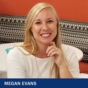 Megan Evans with the text Megan Evans