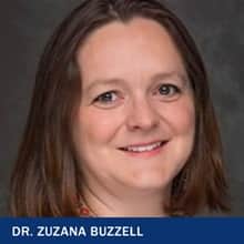Dr. Zuzana Buzzell with text Dr. Zuzana Buzzell