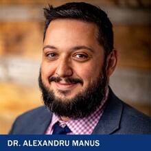 Dr. Alexandru Manu with the text Dr. Alexandru Manu