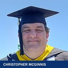 Christopher McGinnis, a 2023 graduate from SNHU's master's in organizational leadership