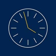 A clock on an blue background