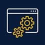 A computer icon with two gears