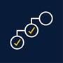 An icon of three task bubbles, two of which have check marks