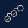 An icon of three task bubbles, two of which have check marks