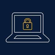 An icon of a computer with a lock on the screen.