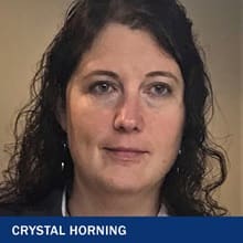 Crystal Horning with the text Crystal Horning