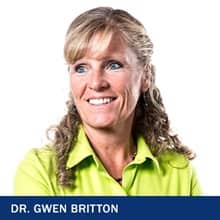 Dr Gwen Britton with the text Dr Gwen Britton