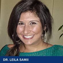 Dr. Leila Samii with the text Dr. Leila Samii