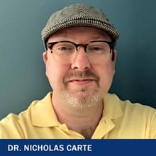 Dr. Nicholas Carte with the text Dr. Nicholas Carte