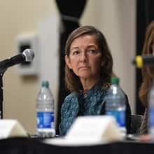 SNHU Board Chair Winnie Lerner listening to panelists speak at SNHU’s Women on Board event