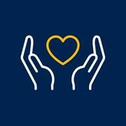 An icon of two hands holding a heart