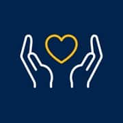 An icon of two hands holding a heart