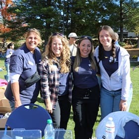 The Office of Alumni Engagement at SNHU Homecoming from left to right: Michele Durham, Sara Telfer, Becca Lazinsk ’17G, Meghan Marcucci.