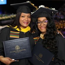 Mother and daugher Kim Medina and Chelsea Vega-Mitchell at Commencement
