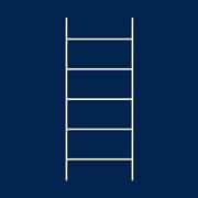 A blue graphic with a white ladder icon