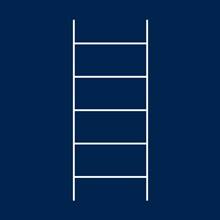 A blue graphic with a white ladder icon