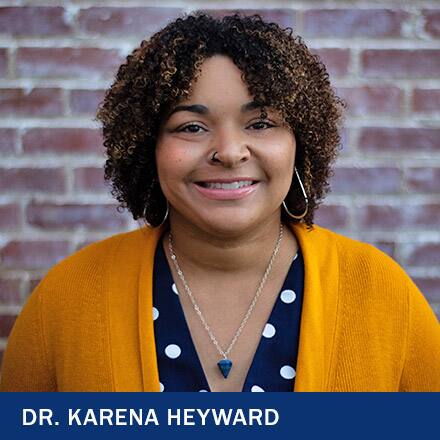 Dr. Karena Heyward with the text Dr Karena Heyward