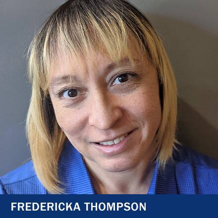 Headshot of Fredericka Thompson with text "Fredericka Thompson"