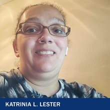Katrinia L. Lester with the text Katrinia L. Lester