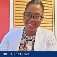 Dr. Sabrina Pink with the text Dr. Sabrina Pink