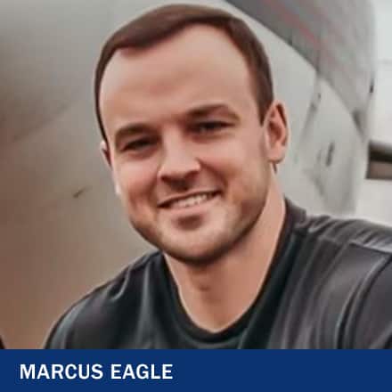 Marcus Eagle headshot with text, "Marcus Eagle"