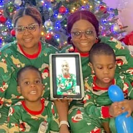 Sallan Francis and her children with her husband on a video call on Christmas morning