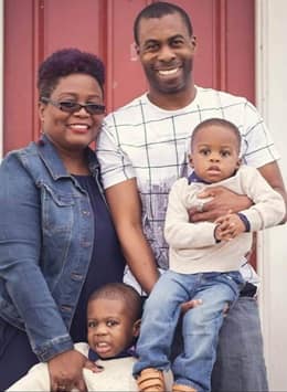 Sallan Francis with her husband and sons