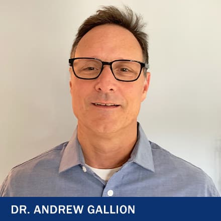Dr. Andrew Gallion with the text Dr. Andrew Gallion