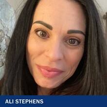 Ali Stephens with the text Ali Stephens