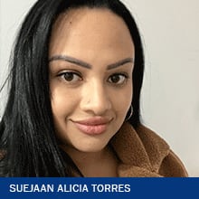 Suejaan Alicia Torres with the text Suejaan Alicia Torres