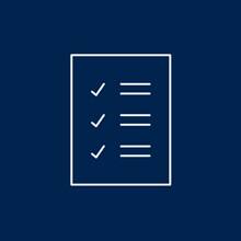 An icon of a white-outlined checklist with three items checked off