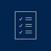 An icon of a white-outlined checklist with three items checked off