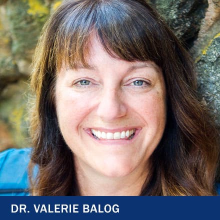 Dr. Valerie Balog with text Dr. Valerie Balog
