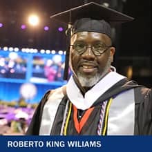 Roberto King Williams, a 2023 SNHU graduate with a bachelor's in psychology with a concentration in addiction studies
