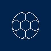 An icon of a soccer ball with a white outline.