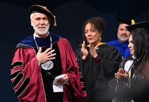 SNHU President Dr. Paul J. Leblanc on stage at the 2024 Spring Commencement