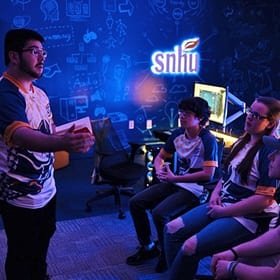 Sultan Akhter speaking to his esports team